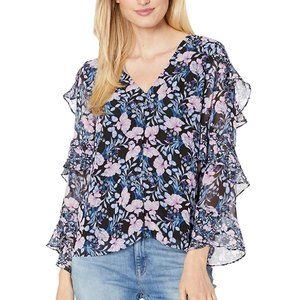 Vince Camuto Tiered Ruffle Sleeve Floral Blouse